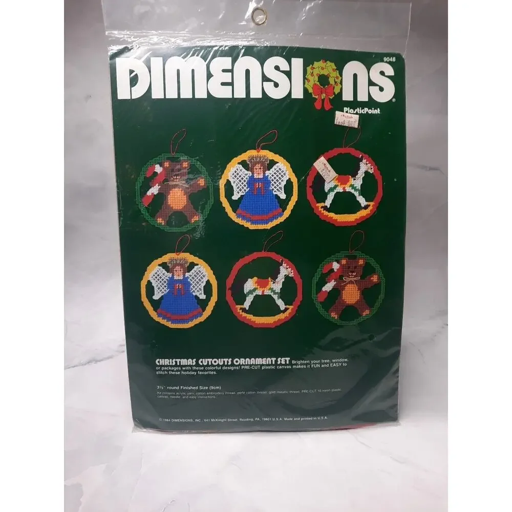 Vintage Dimensions Plastic Canvas Christmas Cutout Ornament Set 9048